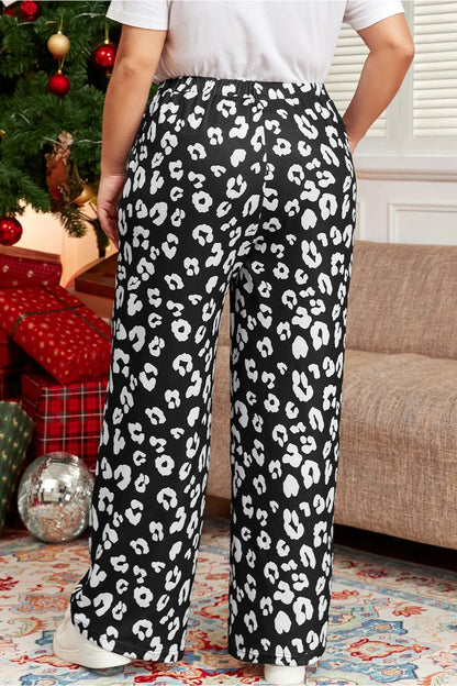 Plus Size Leopard Elastic Waist Pants - Pants - FITGGINS