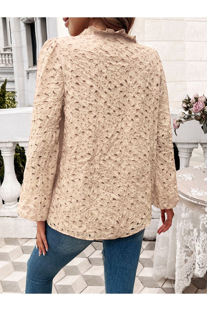 Devine Frill Long Sleeve Round Neck Shirt Fitggins