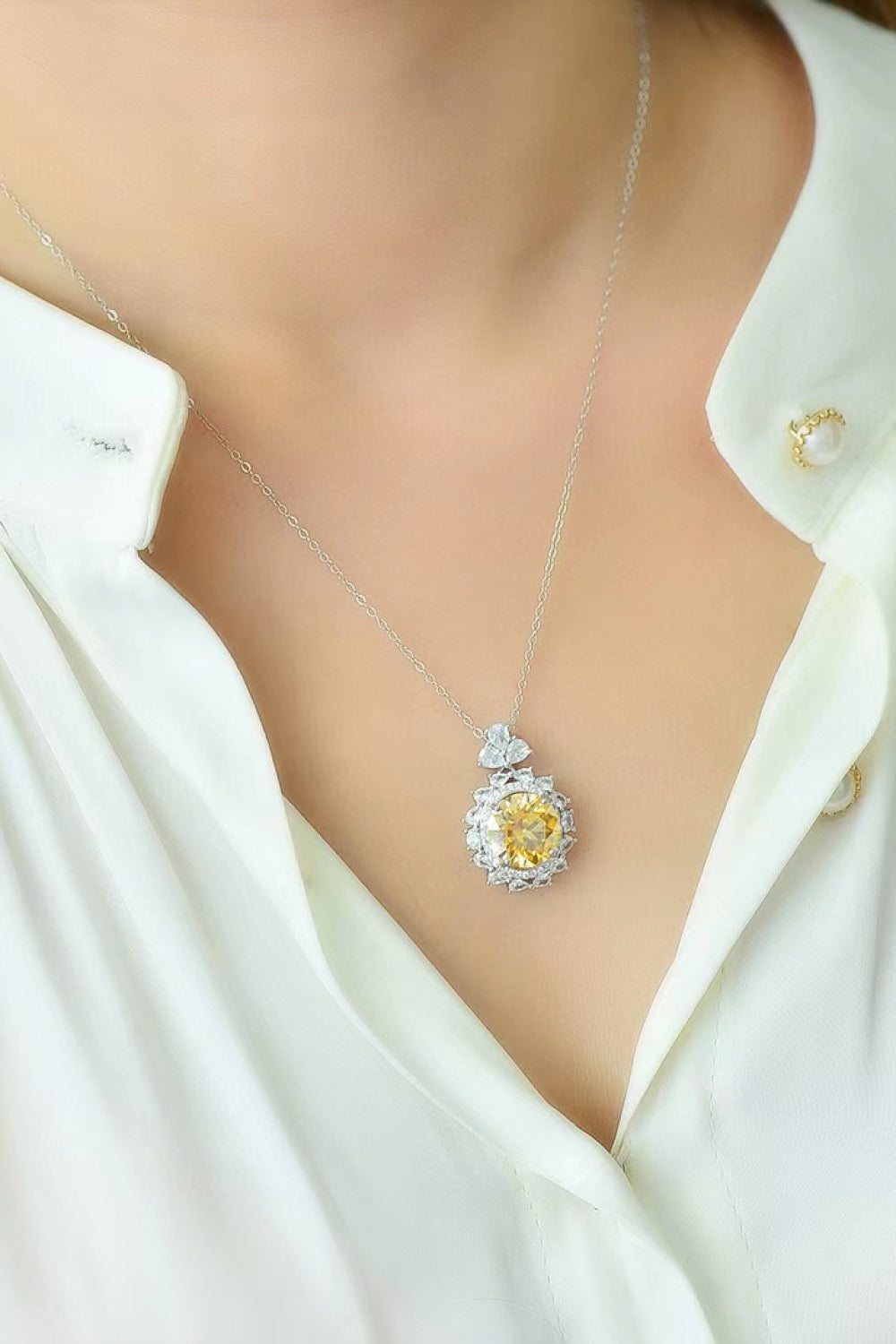 5 Carat Yellow Moissanite Pendant Necklace - Necklaces - FITGGINS