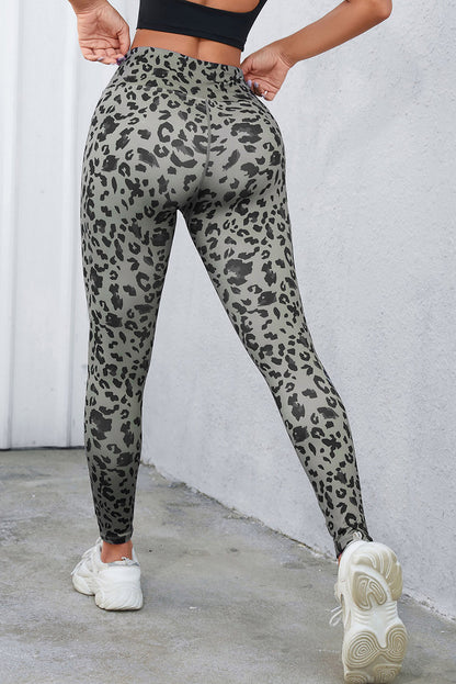 Leopard Print Wide Waistband Leggings Fitggins