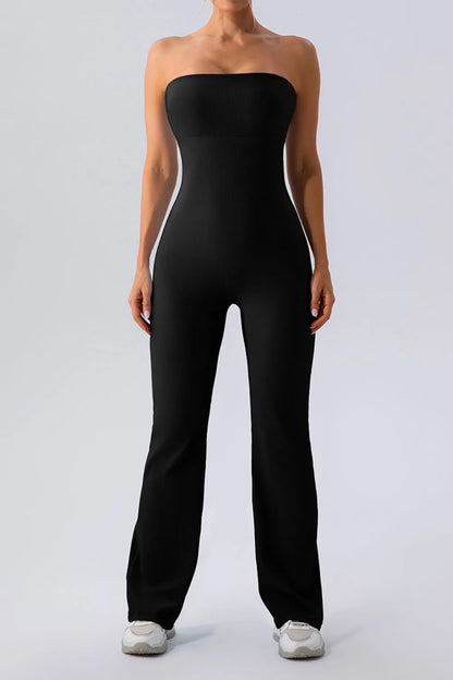 Sleeveless Straight Active Jumpsuit Black Fitggins