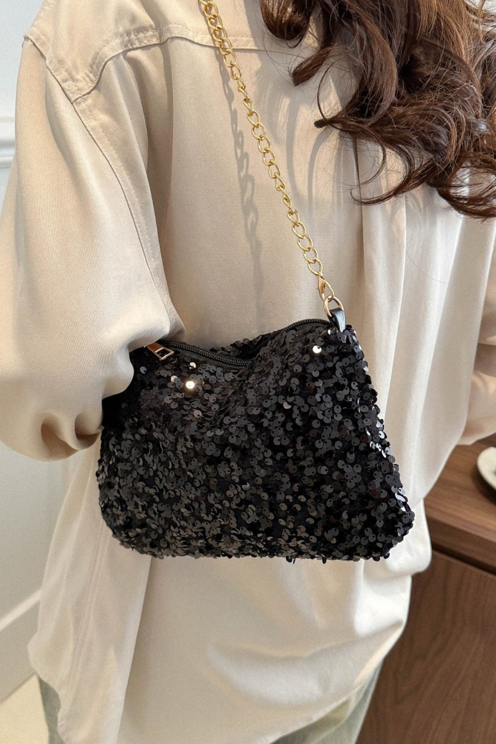 Sequin Removable Strap Shoulder Bag - Handbag - FITGGINS