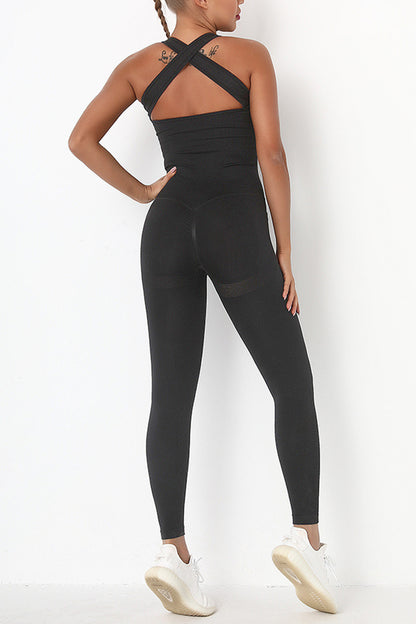 Crisscross Wide Strap Active Jumpsuit - Active Set - FITGGINS