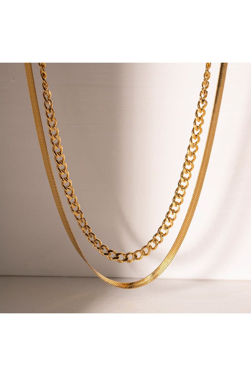 18K Gold-Plated Double Layered Necklace - Necklaces - FITGGINS