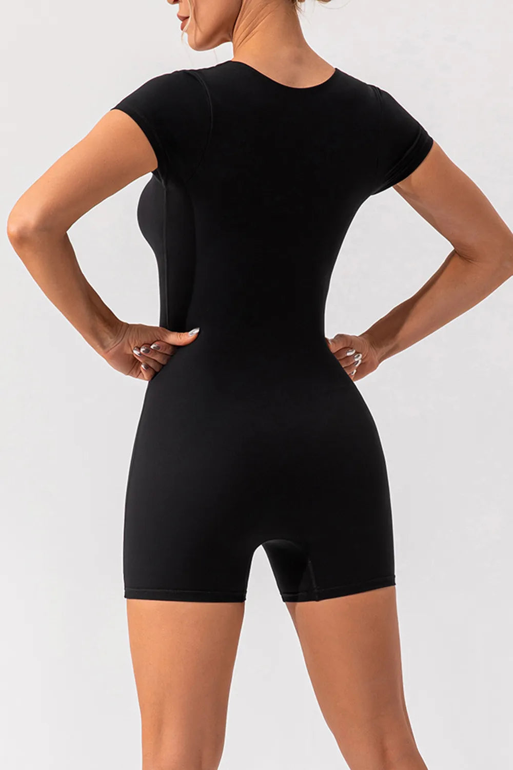 Square Neck Cap Sleeve Active Romper Fitggins