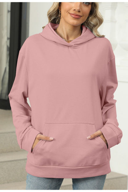 Pocketed Long Sleeve Hoodie - Sweatshirts & Hoodies - FITGGINS