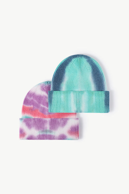 Tie-Dye Cuffed Knit Beanie - Hats - FITGGINS