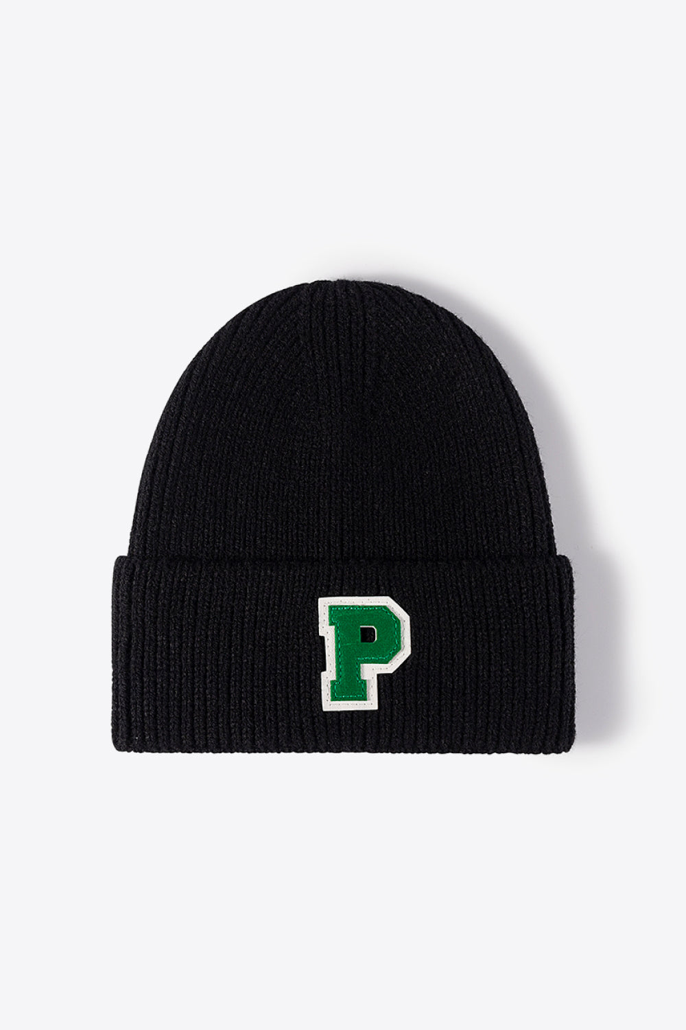 Letter Patch Cuffed Knit Beanie - Hats - FITGGINS