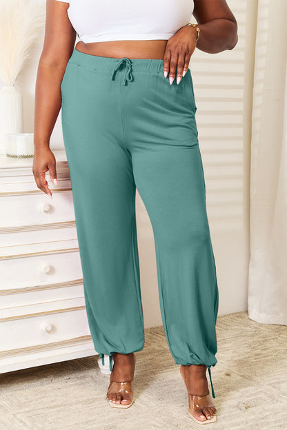 Basic Bae Full Size Soft Rayon Drawstring Waist Pants with Pockets - Pants - FITGGINS