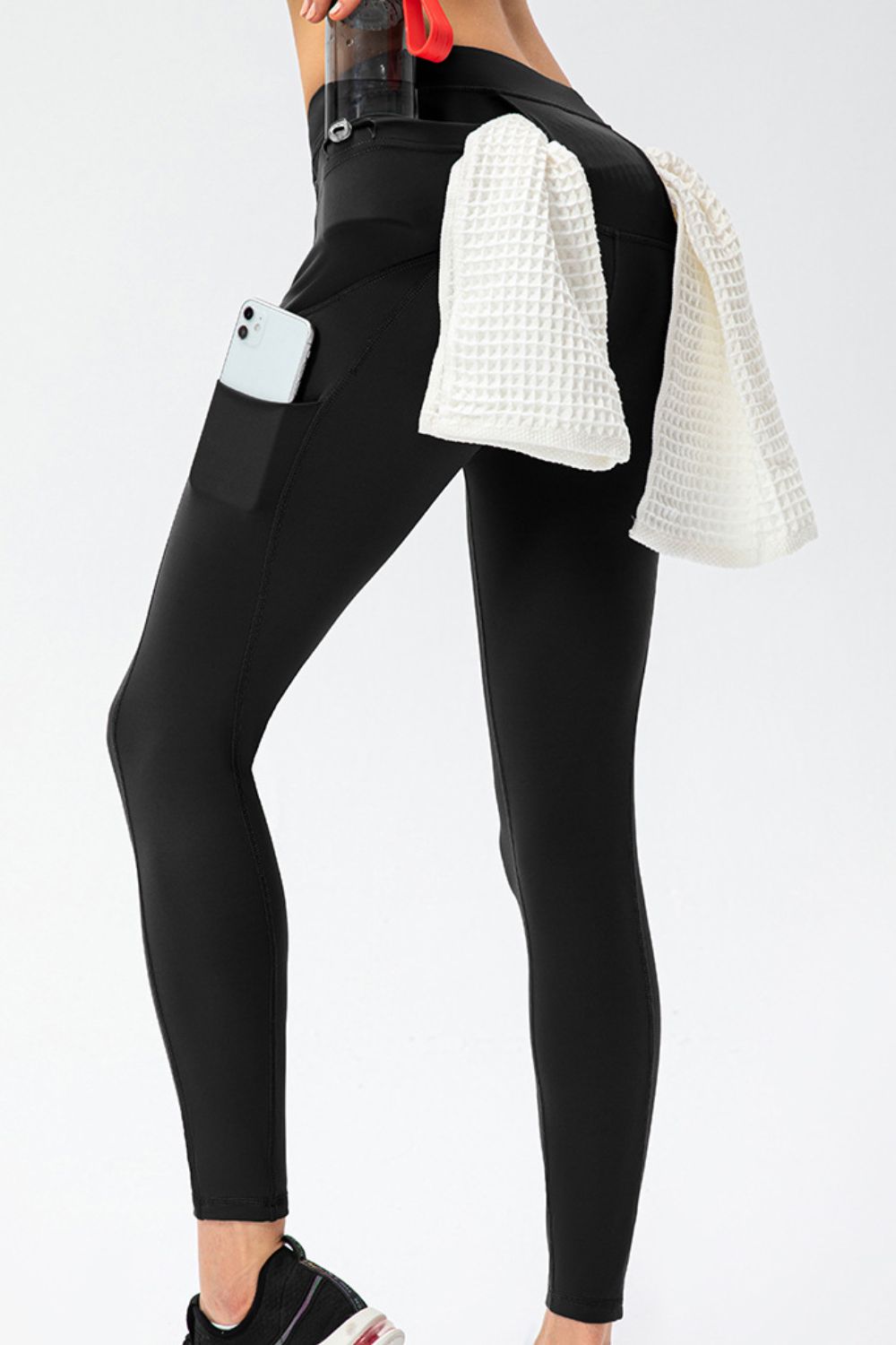 Full Size Slim Fit High Waist Long Sports Pants with Pockets Black Fitggins