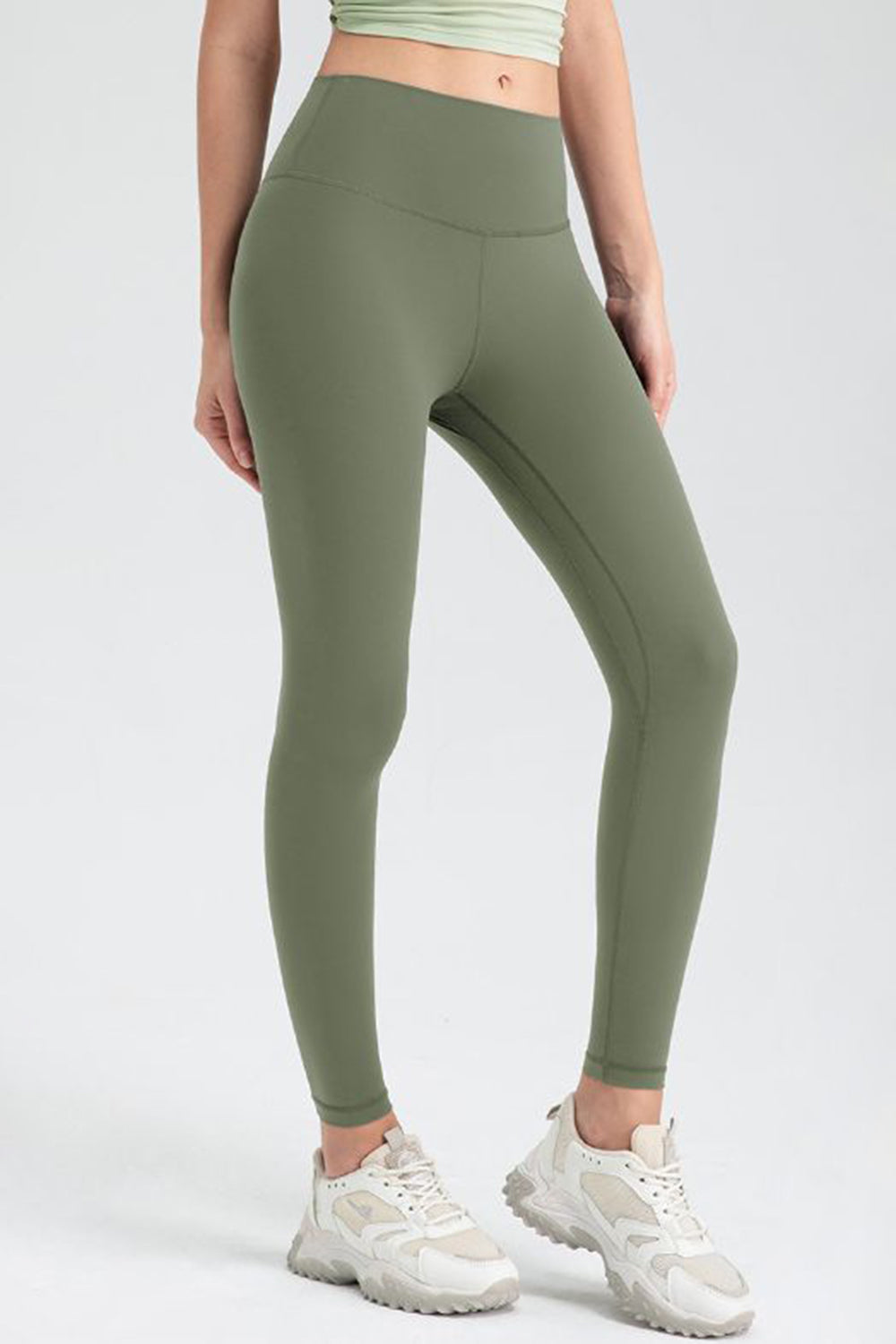 Wide Waistband Slim Fit Active Leggings - Leggings - FITGGINS