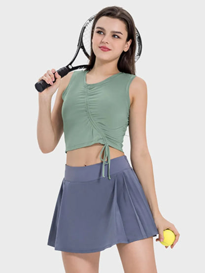 Millennia Drawstring Ruched Wide Strap Active Tank Fitggins