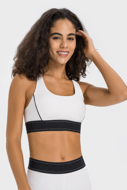 Millennia Contrast Sports Bra White Fitggins