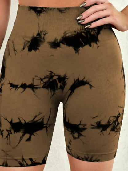 Tie-Dye High Waist Active Shorts Fitggins