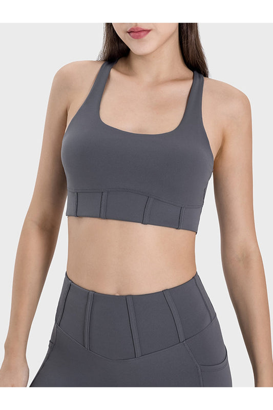 Millennia Square Neck Wide Strap Active Tank - Crop Tops & Tank Tops - FITGGINS