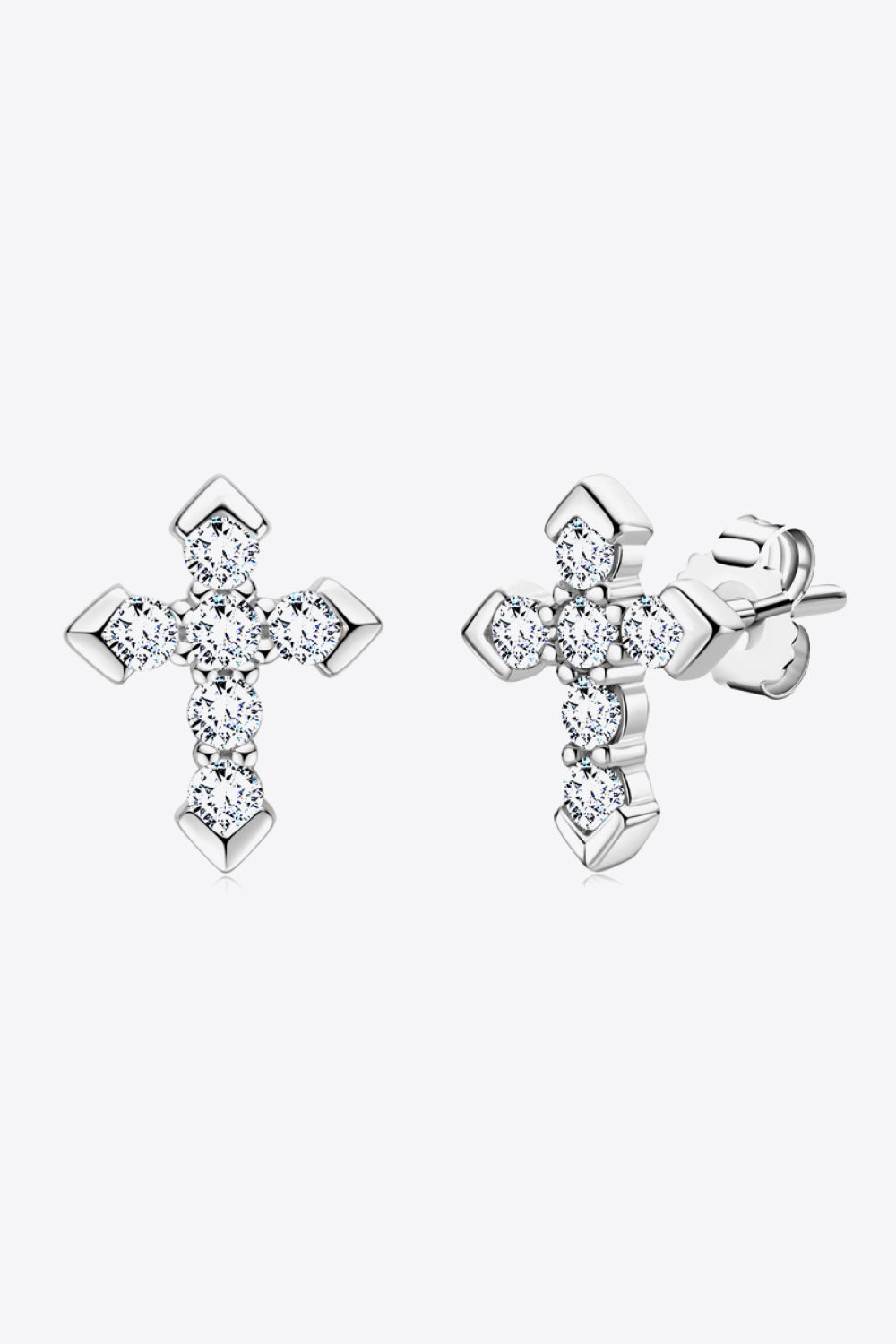 Moissanite Cross Stud Earrings - Earrings - FITGGINS