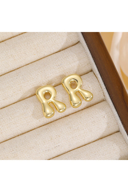 18K Gold-Plated Bubble Letter Stud Earrings - Earrings - FITGGINS