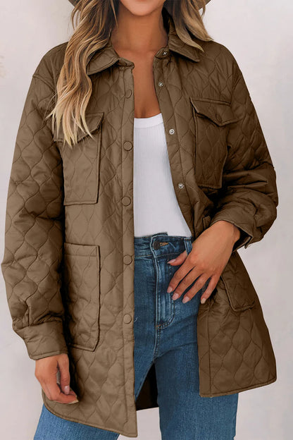 Snap Down Collared Winter Coat Camel Fitggins