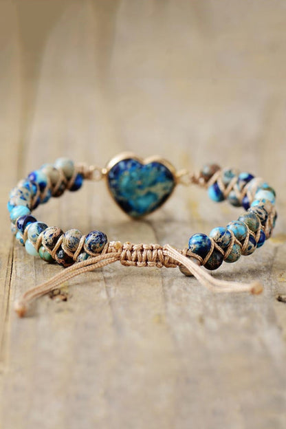 Handmade Heart Shape Natural Stone Bracelet - Bracelets - FITGGINS