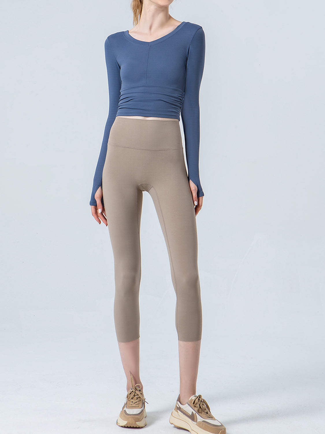 Wide Waistband Cropped Sports Leggings Fitggins