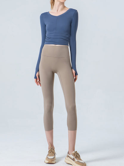 Wide Waistband Cropped Sports Leggings Fitggins