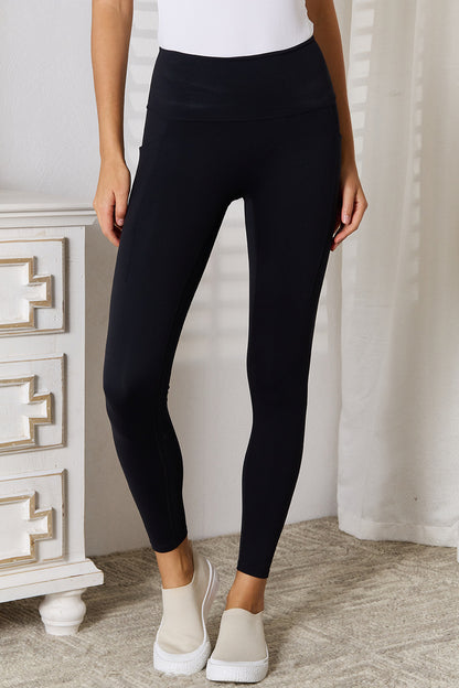 Basic Bae Wide Waistband Sports Leggings Black Fitggins