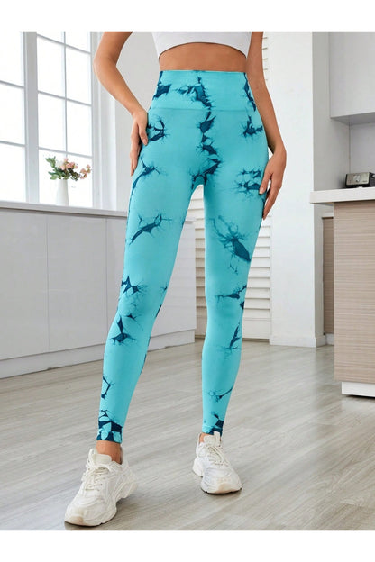 Printed High Waist Active Leggings - Leggings - FITGGINS