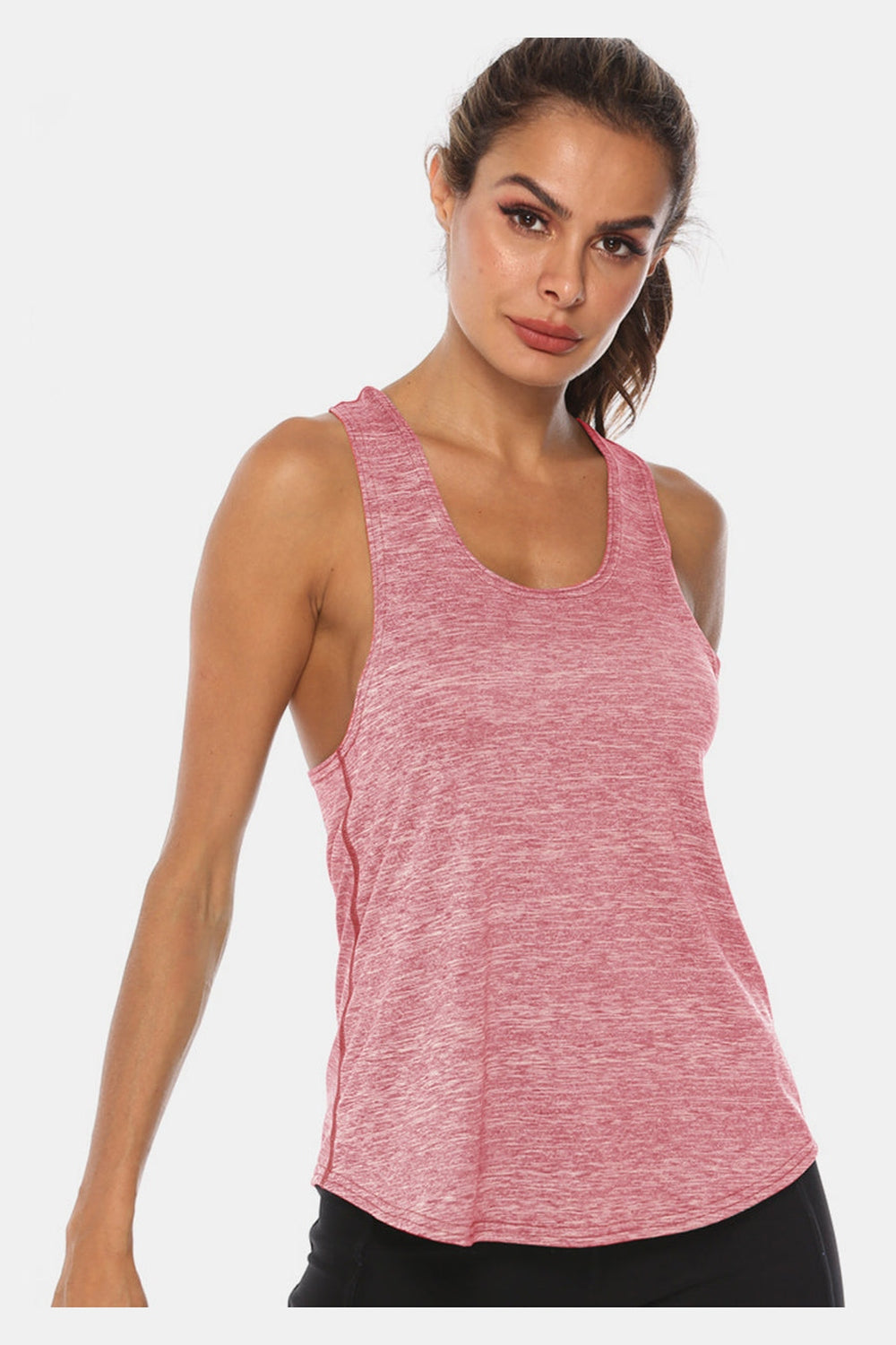 Full Size Scoop Neck Wide Strap Active Tank - Crop Tops & Tank Tops - FITGGINS