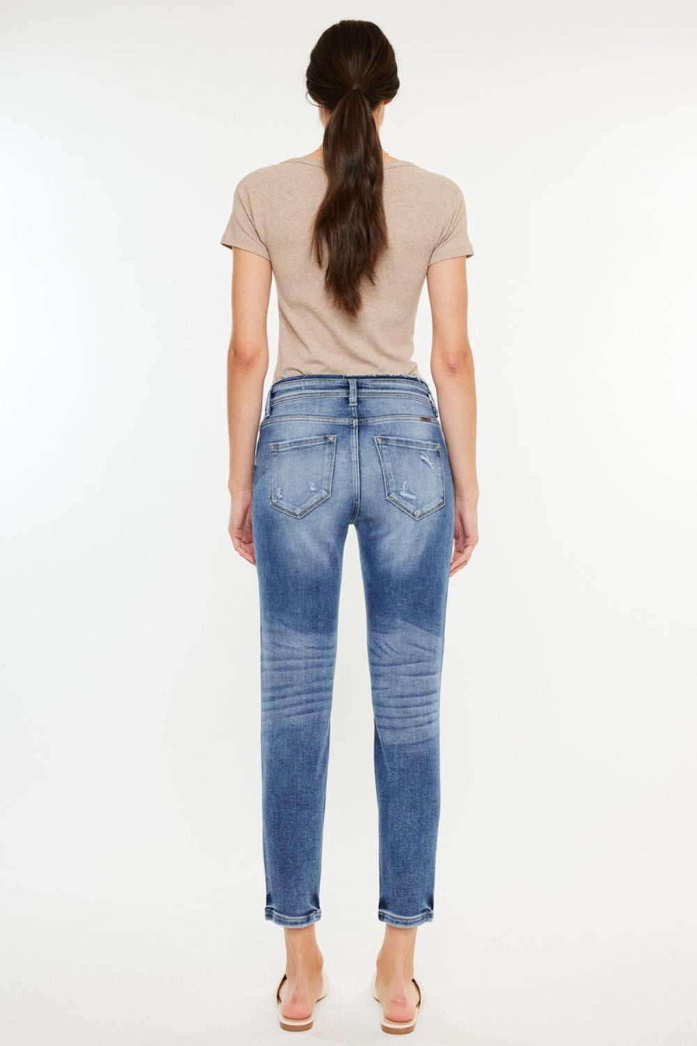 Kancan High Rise Distressed Mom Jeans - Jeans - FITGGINS