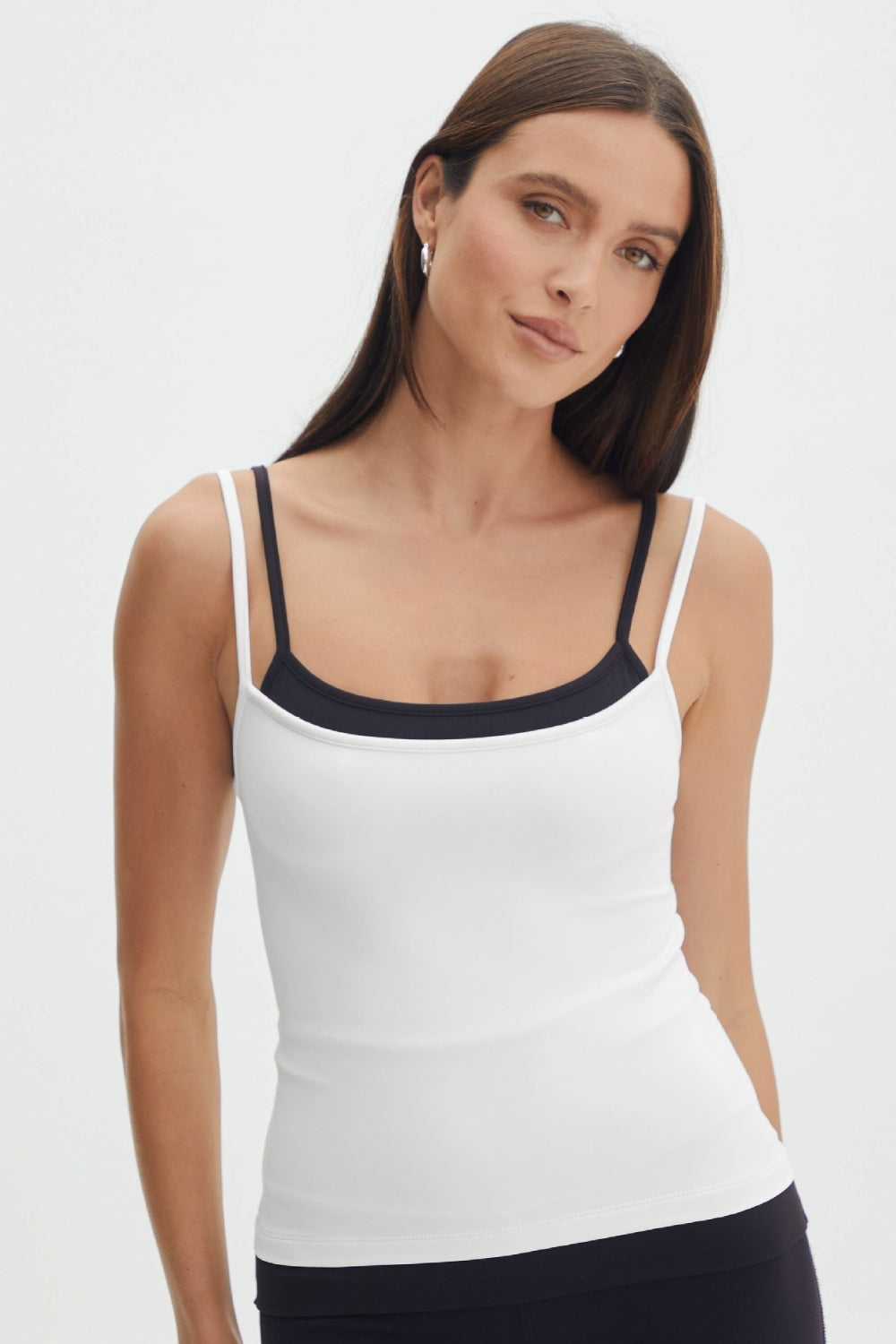 Faux Layered Square Neck Cropped Cami - Crop Tops & Tank Tops - FITGGINS