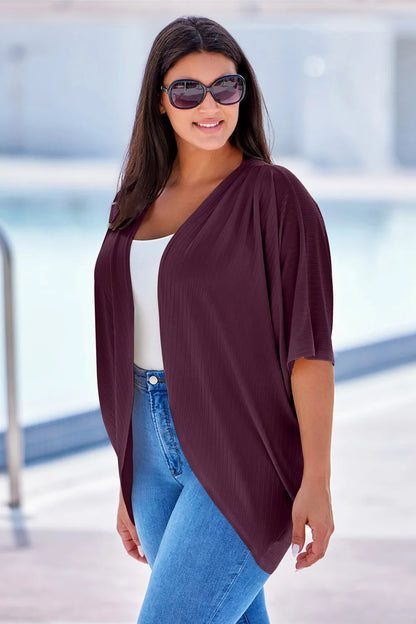 Plus Size Ribbed Cocoon Cover Up Fitggins