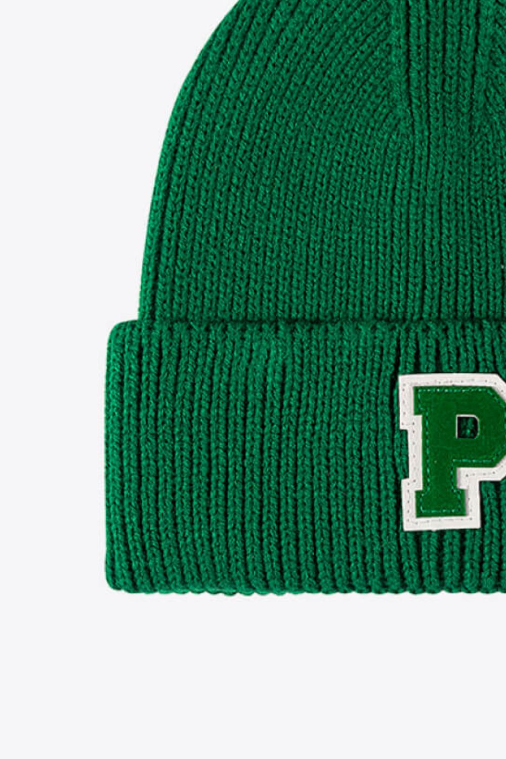 Letter Patch Cuffed Knit Beanie - Hats - FITGGINS