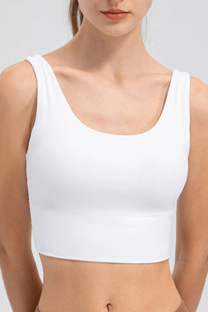 Scoop Neck Wide Strap Active Tank White Fitggins
