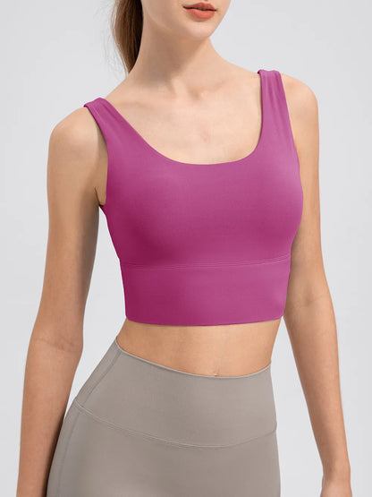 Scoop Neck Wide Strap Active Tank Red-Violet Fitggins