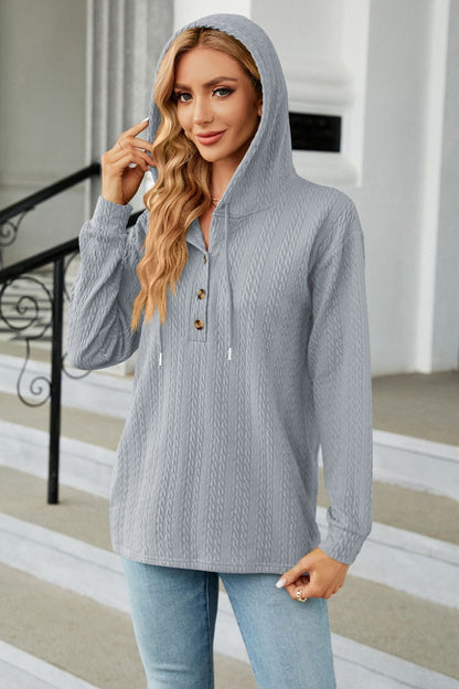 Cable-Knit Long Sleeve Hoodie Fitggins