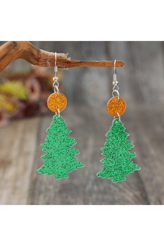 Glitter Acrylic Tree Shape Earrings - Earrings - FITGGINS