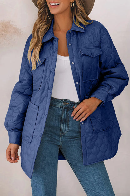 Snap Down Collared Winter Coat French Blue Fitggins