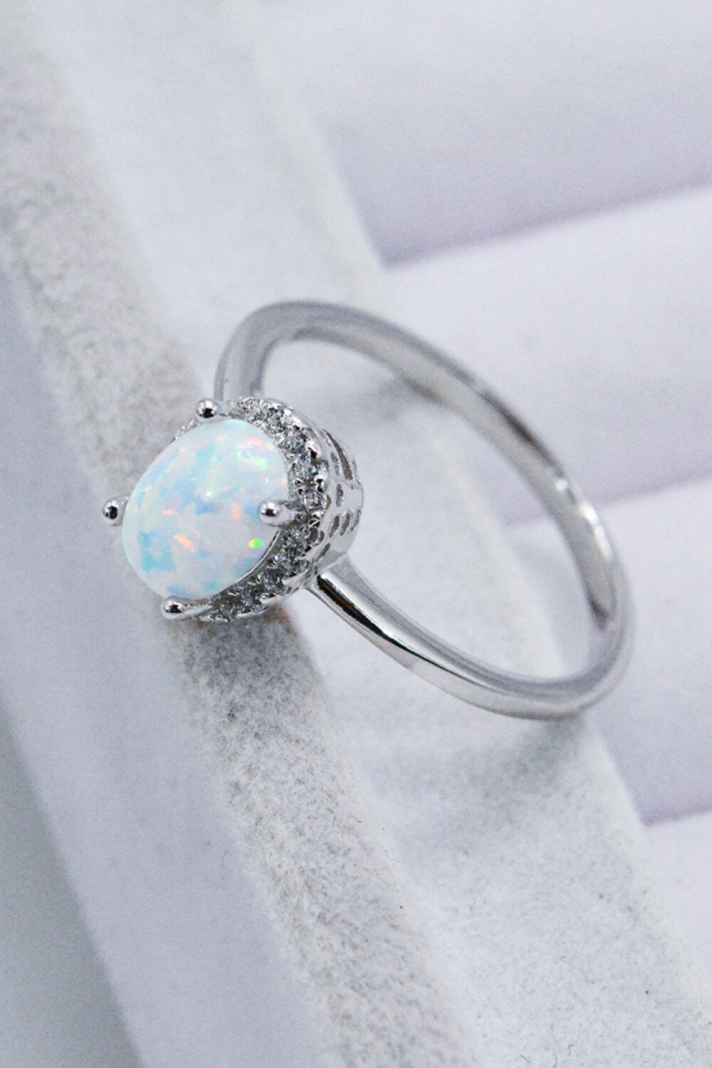 925 Sterling Silver 4-Prong Opal Ring - Rings - FITGGINS