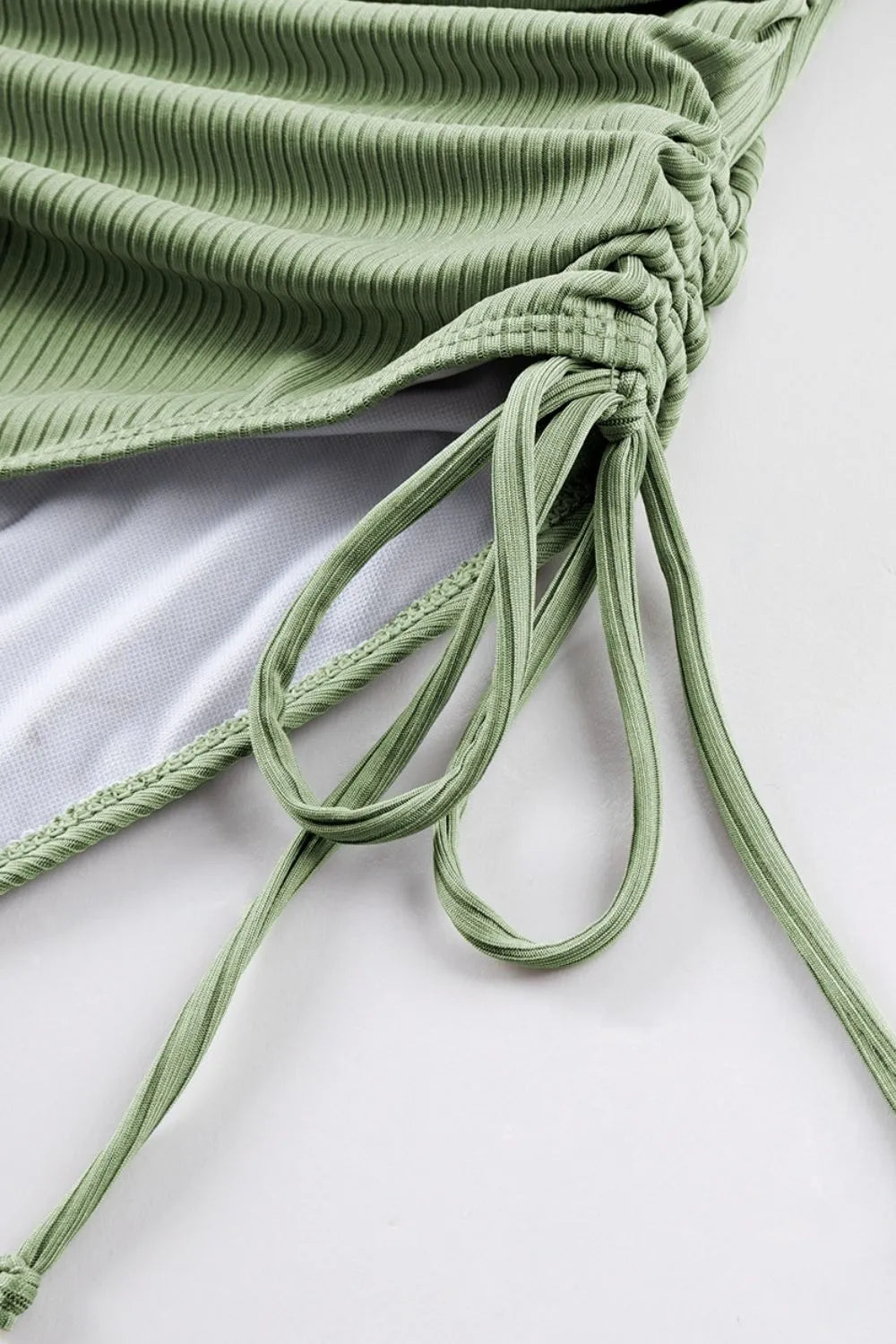 Ribbed Drawstring Sides Cutout One Piece Swimsuit Fitggins