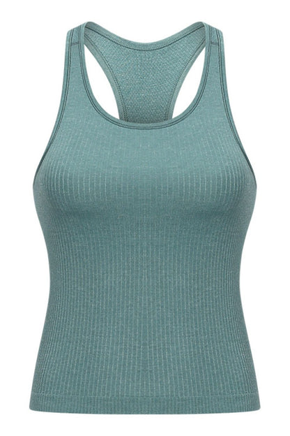 Millennia Round Neck Racerback Active Tank - Crop Tops & Tank Tops - FITGGINS