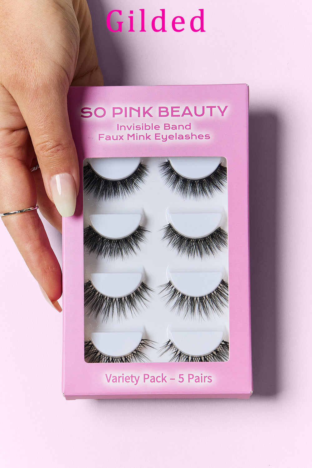 SO PINK BEAUTY Faux Mink Eyelashes Variety Pack 5 Pairs - - FITGGINS