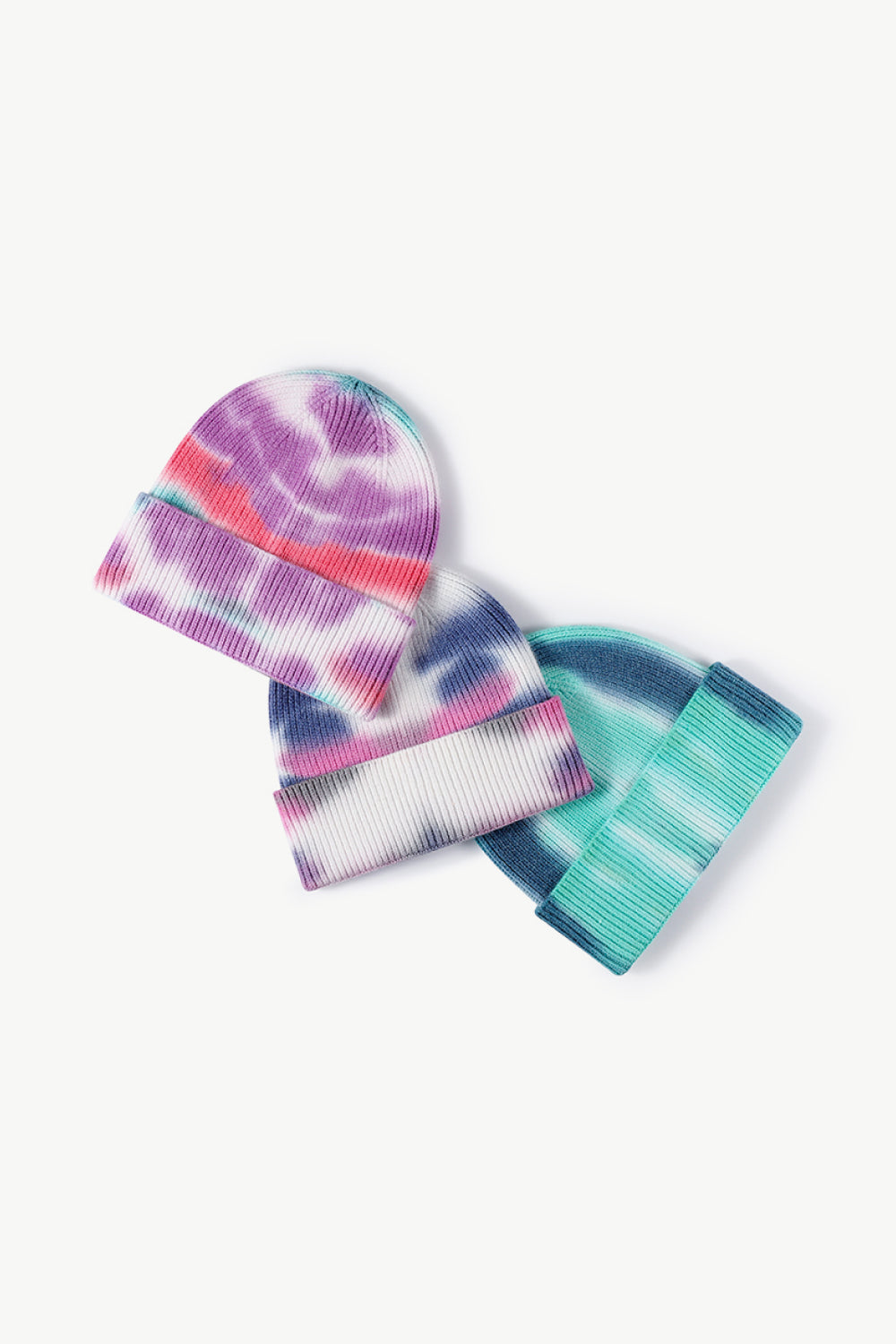 Tie-Dye Cuffed Knit Beanie - Hats - FITGGINS