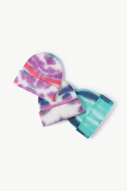 Tie-Dye Cuffed Knit Beanie - Hats - FITGGINS