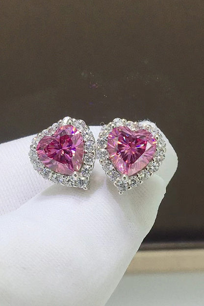 2 Carat Moissanite Heart-Shaped Earrings - Earrings - FITGGINS