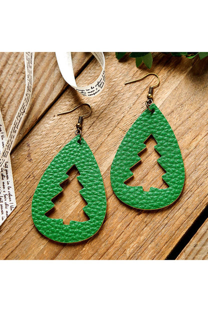 PU Leather Cutout Christmas Tree Earrings - Earrings - FITGGINS