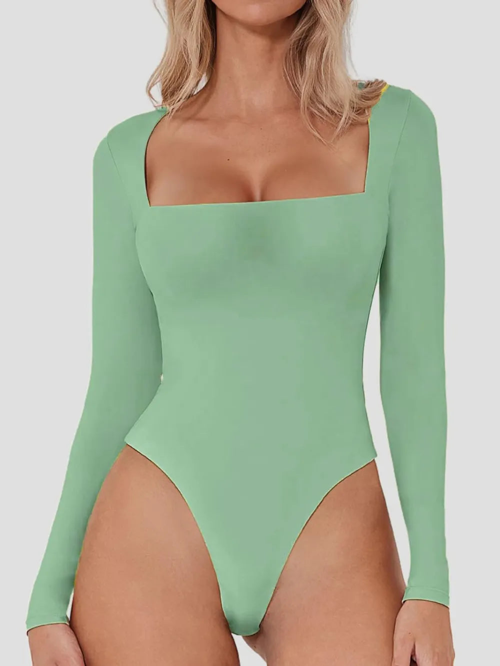 Square Neck Long Sleeve Bodysuit Fitggins