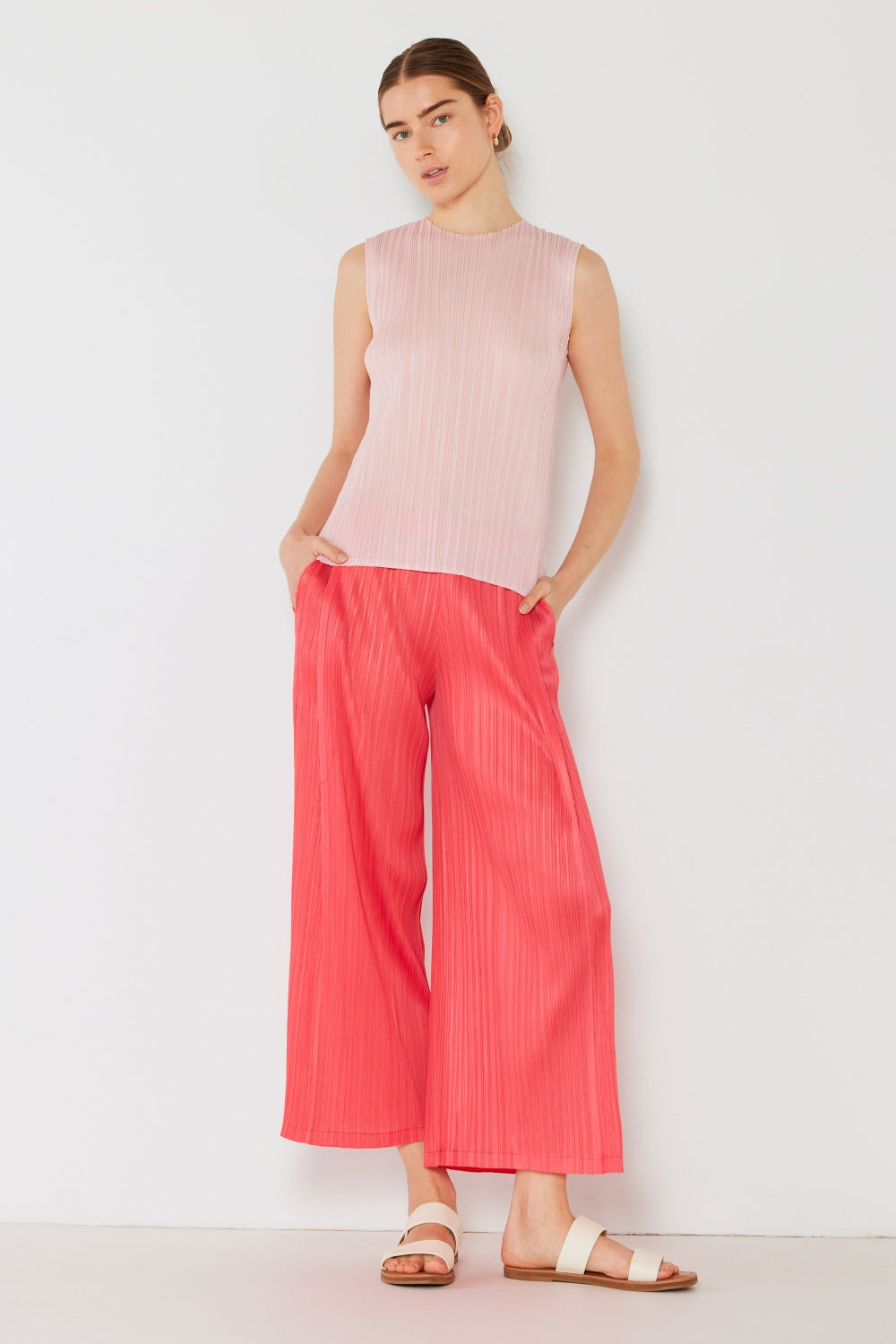 Marina West Swim Pleated Wide-Leg Pants with Side Pleat Detail - Pants - FITGGINS