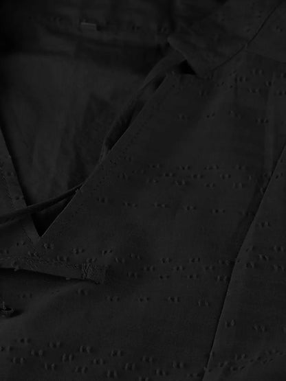 Full Size Tied Three-Quarter Sleeve Mini Dress Fitggins