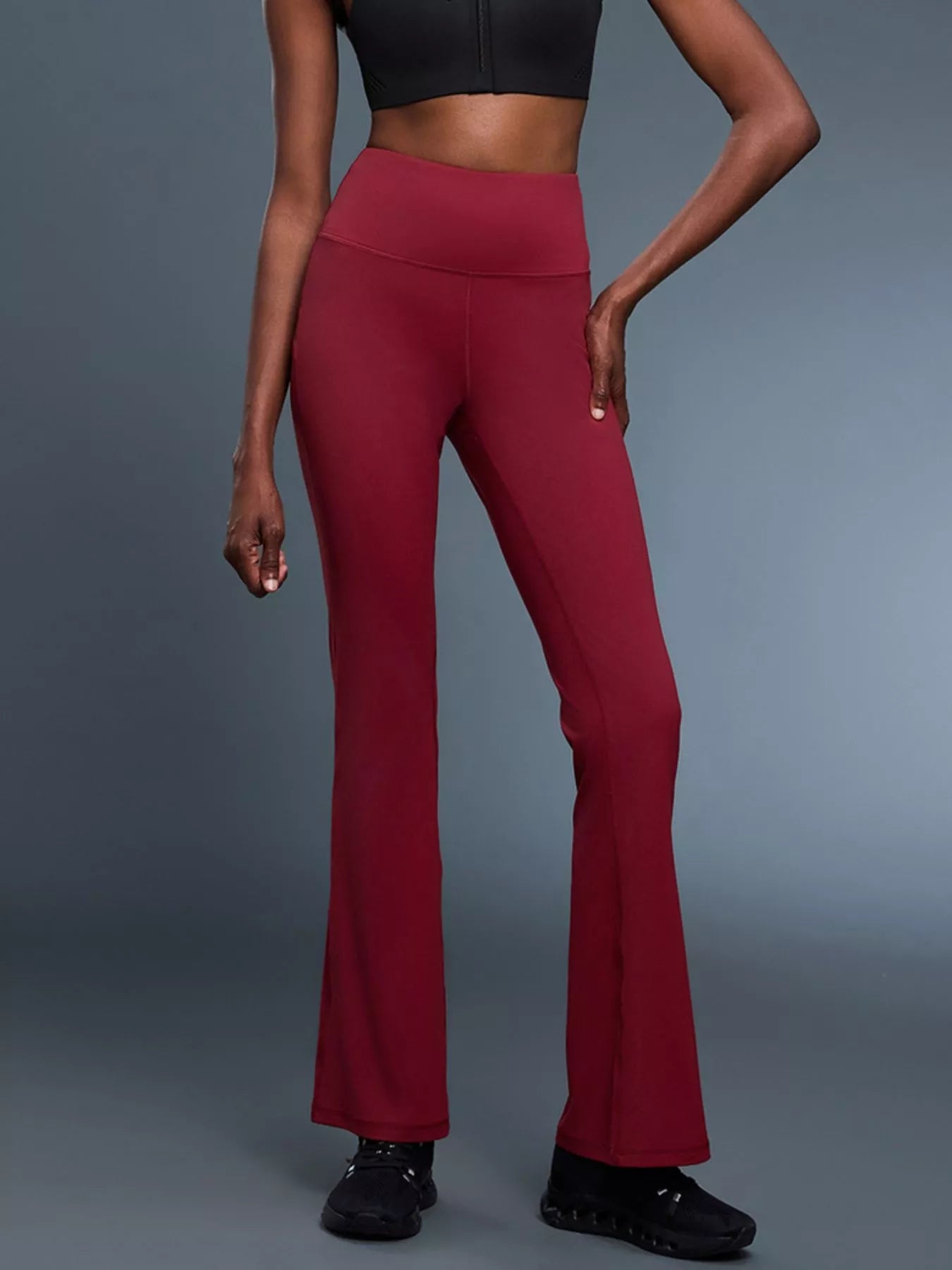 High-Waisted Flare Active Pants Burgundy Fitggins