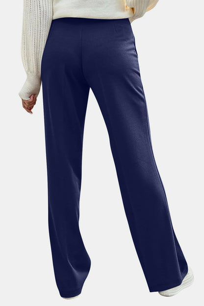 Decorative Button High Rise Pants - Pants - FITGGINS